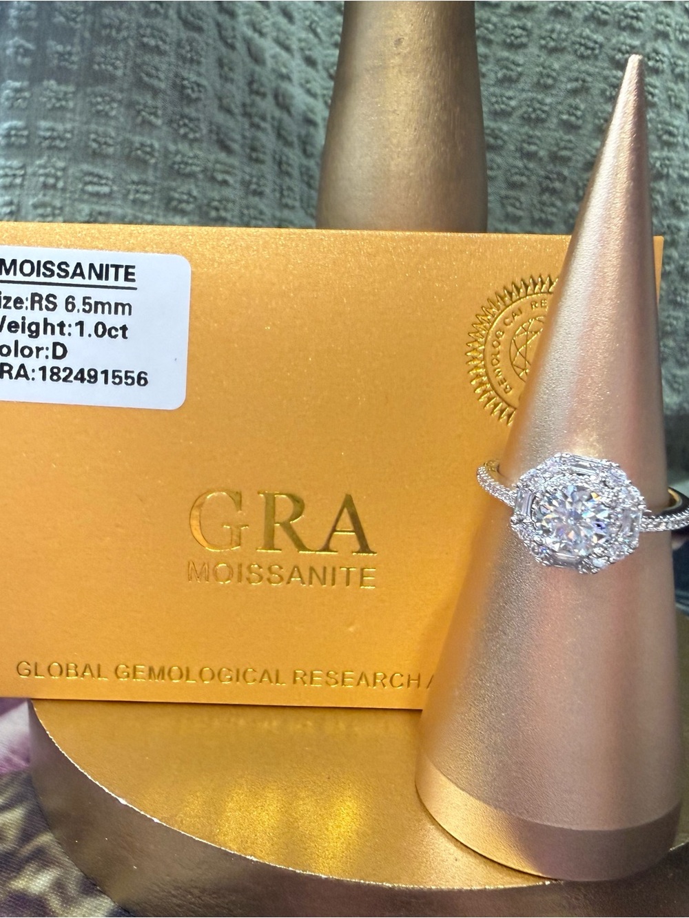 Halo Engagement Ring - White Moissanite